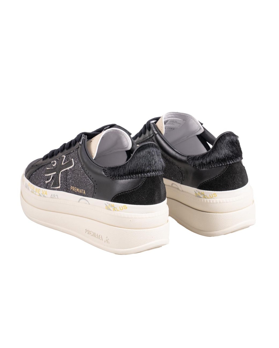 shop PREMIATA  Scarpa: Premiata sneakers "Claudia 7755" in pelle e tessuto beige con dettagli argentati.   
Logo laterale con scritta dorata "Premiata" e suola con timbri iconici del brand.  
Composizione: SOLE: 70% RUBBER 30% EVA UPPER: 65% CALF LEATHER 10% PL 25% PU LINING: 40% GOAT LATHER 36% PL 10% NY 14% PU.
Fabbricato in Vietnam.. CLAUDIA-7755 number 8078268